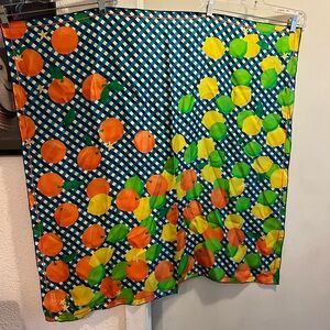 Dapper Day Citrus Gingham Silk Scarf (NWOT)